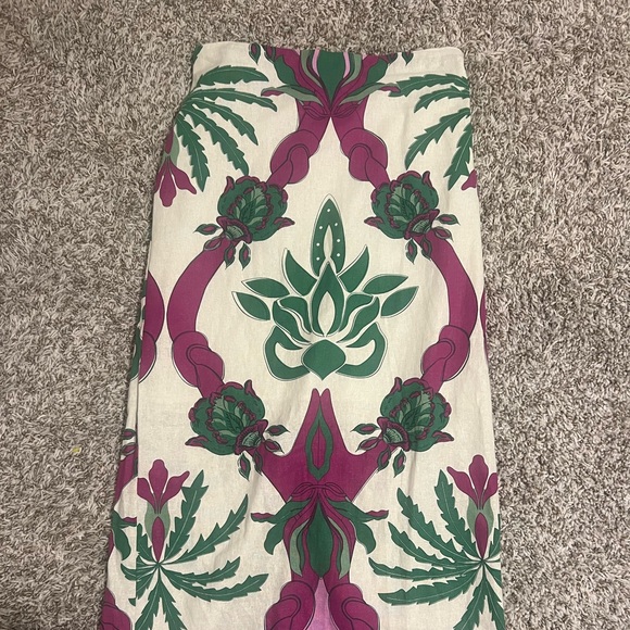 Caroline Constas Floral Skirt with Pink and Green Accents - Picture 1 of 3